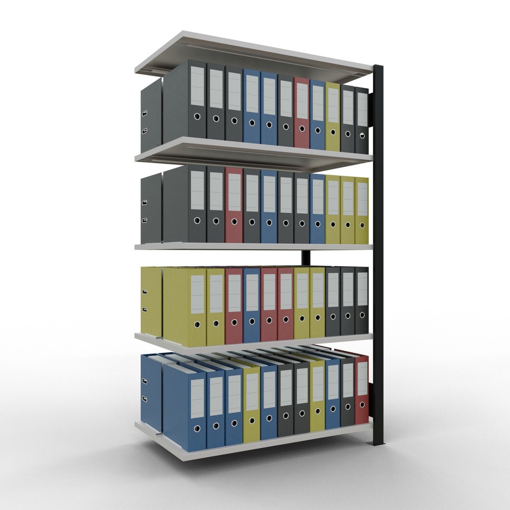 Produktabbildung Nr. 2: SCHULTE Aktenregal AF, doppelseitig, mit Mittelanschlägen, FL 150 kg, schwarz, HxBxT 1.800 x 1.000 x 600 mm