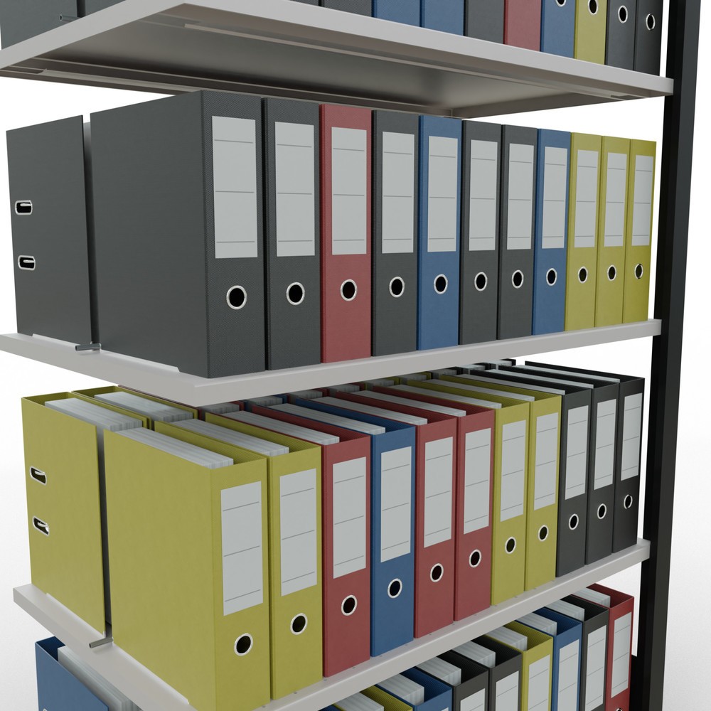 Produktabbildung Nr. 3: SCHULTE Aktenregal AF, doppelseitig, mit Mittelanschlägen, FL 150 kg, schwarz, HxBxT 1.800 x 1.000 x 600 mm