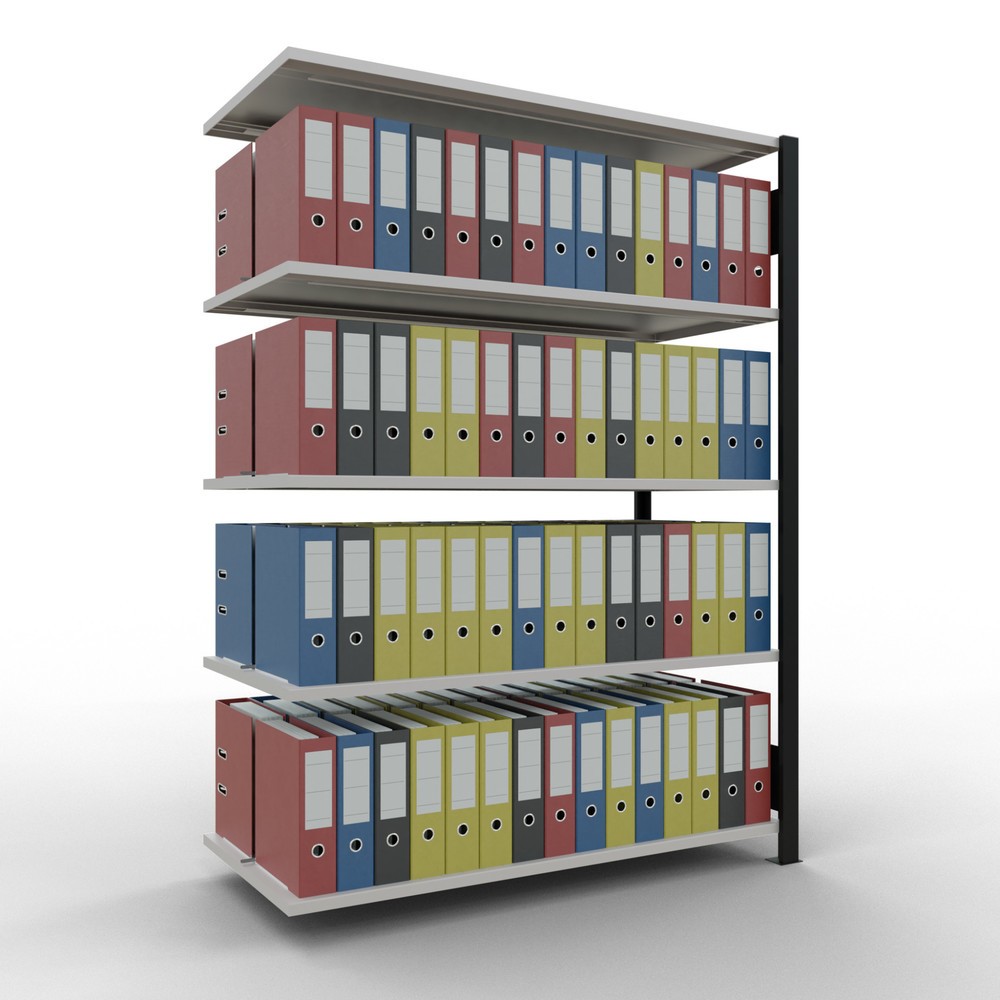 Produktabbildung Nr. 2: SCHULTE Aktenregal AF, doppelseitig, mit Mittelanschlägen, FL 150 kg, schwarz, HxBxT 1.800 x 1.300 x 600 mm