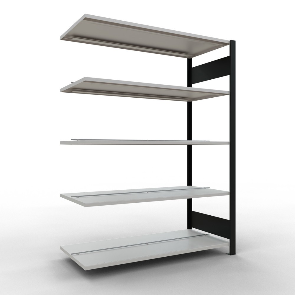 Produktabbildung: SCHULTE Aktenregal AF, doppelseitig, mit Mittelanschlägen, FL 150 kg, schwarz, HxBxT 1.800 x 1.300 x 600 mm