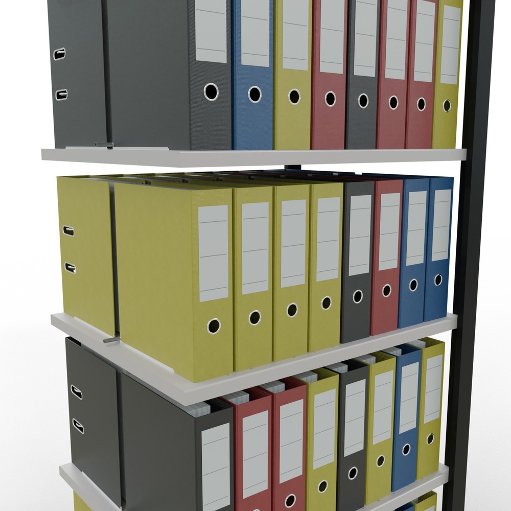 Produktabbildung Nr. 3: SCHULTE Aktenregal AF, doppelseitig, mit Mittelanschlägen, FL 150 kg, schwarz, HxBxT 2.000 x 750 x 600 mm