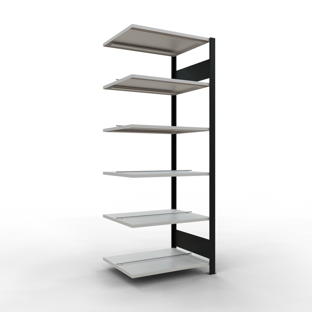 Produktabbildung: SCHULTE Aktenregal AF, doppelseitig, mit Mittelanschlägen, FL 150 kg, schwarz, HxBxT 2.000 x 750 x 600 mm