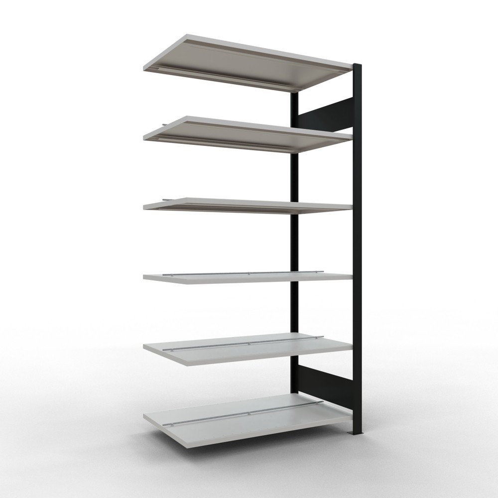 Produktabbildung: SCHULTE Aktenregal AF, doppelseitig, mit Mittelanschlägen, FL 150 kg, schwarz, HxBxT 2.000 x 1.000 x 600 mm