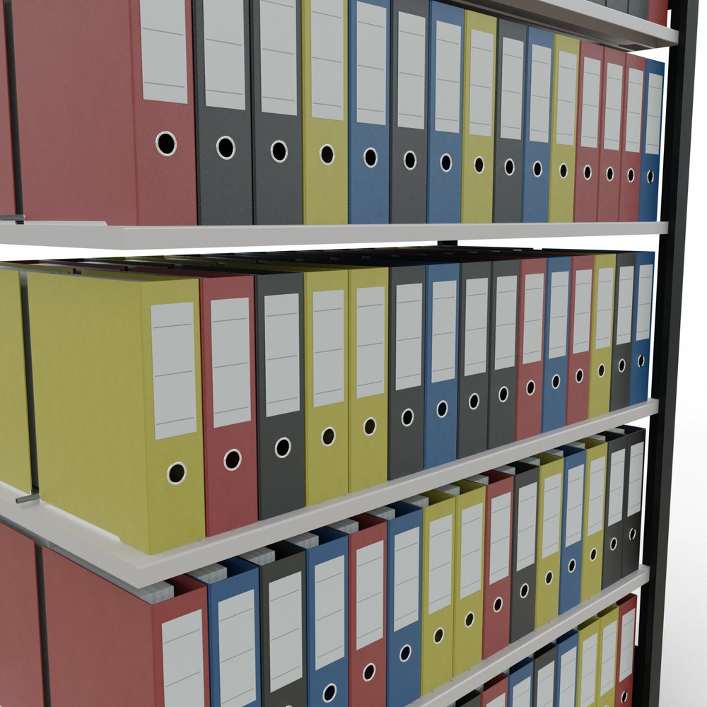 Produktabbildung Nr. 3: SCHULTE Aktenregal AF, doppelseitig, mit Mittelanschlägen, FL 150 kg, schwarz, HxBxT 2.000 x 1.300 x 600 mm