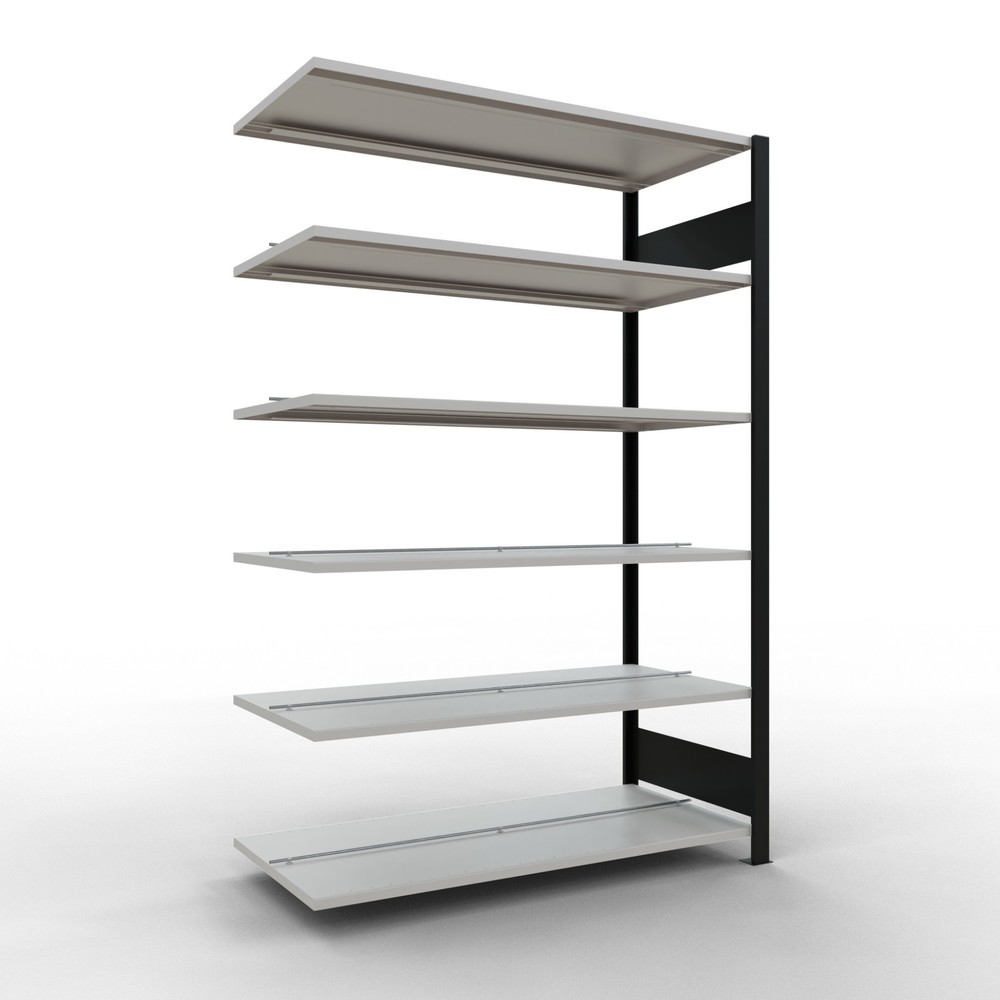 Produktabbildung: SCHULTE Aktenregal AF, doppelseitig, mit Mittelanschlägen, FL 150 kg, schwarz, HxBxT 2.000 x 1.300 x 600 mm