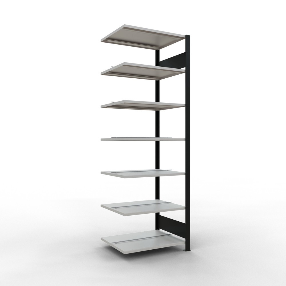 Produktabbildung: SCHULTE Aktenregal AF, doppelseitig, mit Mittelanschlägen, FL 150 kg, schwarz, HxBxT 2.300 x 750 x 600 mm