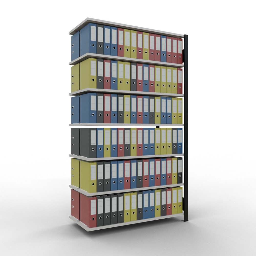 Produktabbildung Nr. 2: SCHULTE Aktenregal AF, doppelseitig, mit Mittelanschlägen, FL 150 kg, schwarz, HxBxT 2.300 x 1.300 x 600 mm