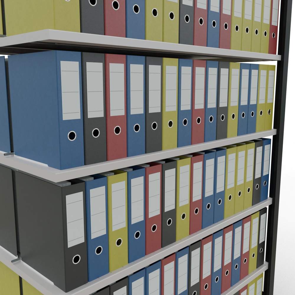 Produktabbildung Nr. 3: SCHULTE Aktenregal AF, doppelseitig, mit Mittelanschlägen, FL 150 kg, schwarz, HxBxT 2.300 x 1.300 x 600 mm