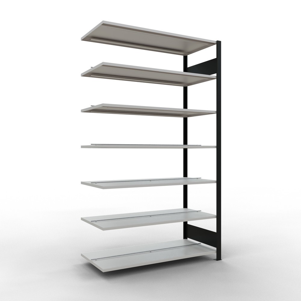 Produktabbildung: SCHULTE Aktenregal AF, doppelseitig, mit Mittelanschlägen, FL 150 kg, schwarz, HxBxT 2.300 x 1.300 x 600 mm