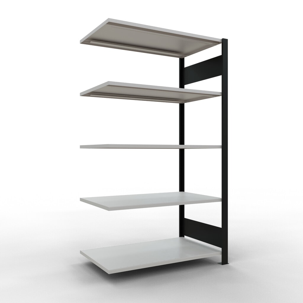 SCHULTE Aktenregal AF, doppelseitig, ohne Mittelanschläge, FL 150 kg, schwarz, HxBxT 1.800 x 1.000 x 600 mm Produktabbildung: SCHULTE Aktenregal AF, doppelseitig, ohne Mittelanschläge, FL 150 kg, schwarz, HxBxT 1.800 x 1.000 x 600 mm