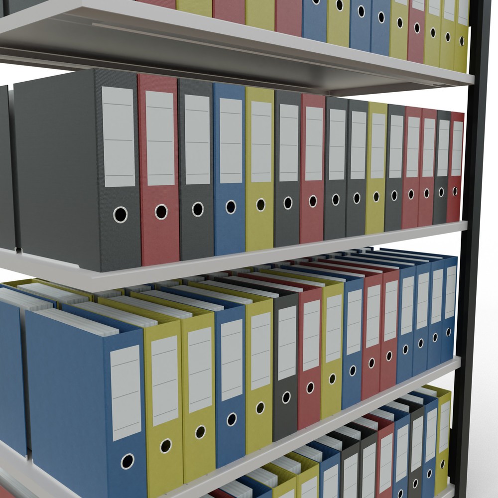 Produktabbildung Nr. 3: SCHULTE Aktenregal AF, doppelseitig, ohne Mittelanschläge, FL 150 kg, schwarz, HxBxT 1.800 x 1.300 x 600 mm
