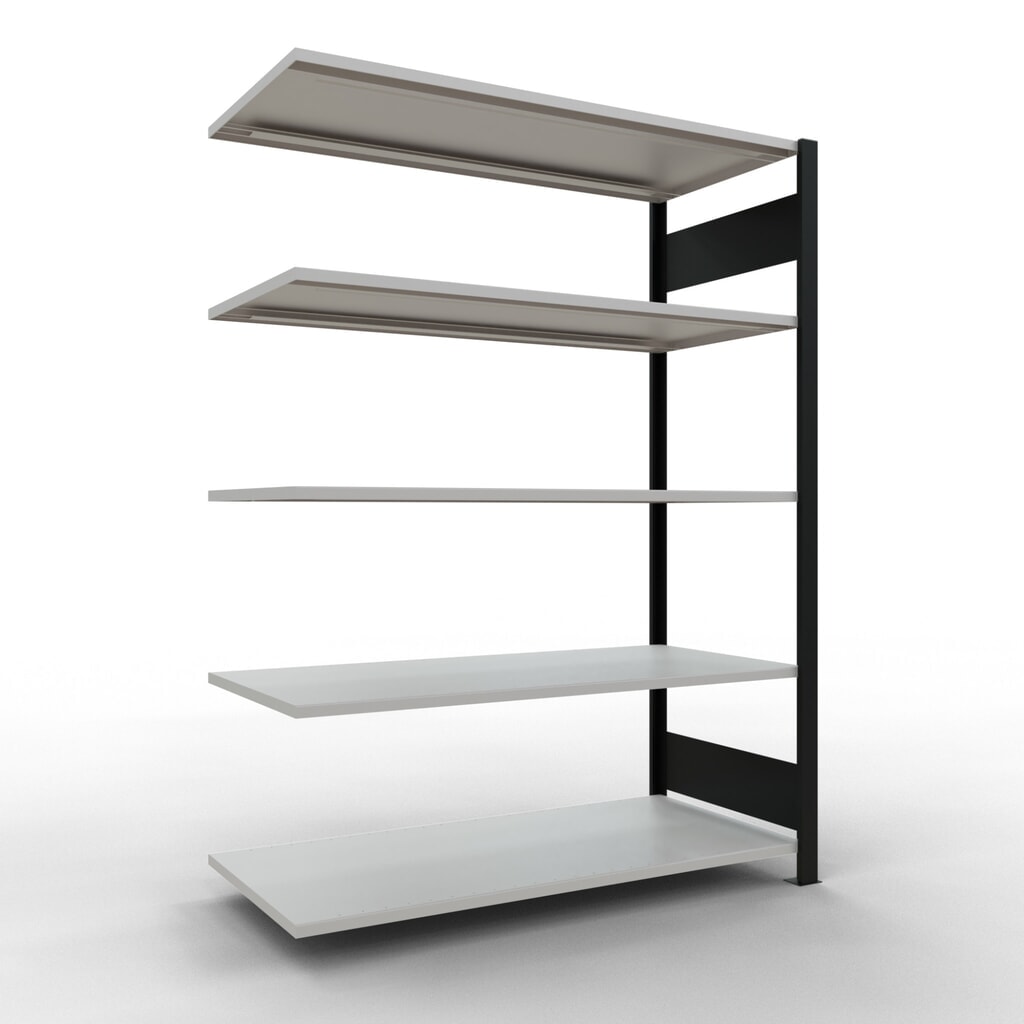 SCHULTE Aktenregal AF, doppelseitig, ohne Mittelanschläge, FL 150 kg, schwarz, HxBxT 1.800 x 1.300 x 600 mm Produktabbildung: SCHULTE Aktenregal AF, doppelseitig, ohne Mittelanschläge, FL 150 kg, schwarz, HxBxT 1.800 x 1.300 x 600 mm