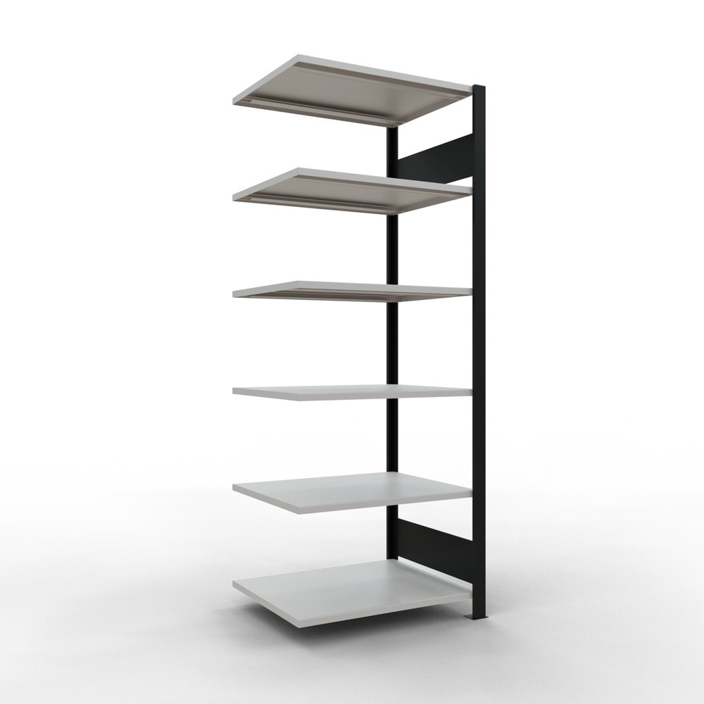 Produktabbildung: SCHULTE Aktenregal AF, doppelseitig, ohne Mittelanschläge, FL 150 kg, schwarz, HxBxT 2.000 x 750 x 600 mm