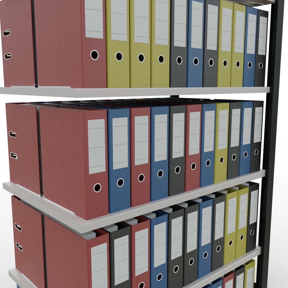 Produktabbildung Nr. 3: SCHULTE Aktenregal AF, doppelseitig, ohne Mittelanschläge, FL 150 kg, schwarz, HxBxT 2.000 x 1.000 x 600 mm