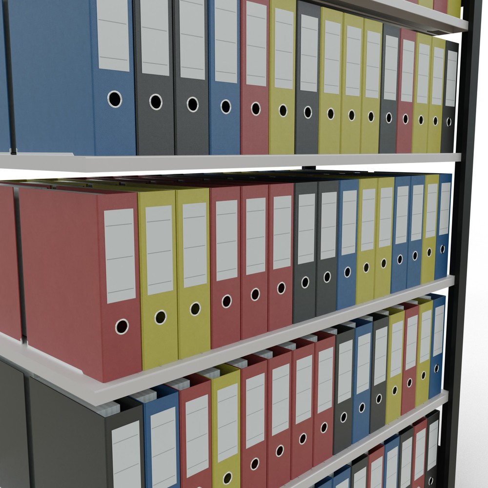 Produktabbildung Nr. 3: SCHULTE Aktenregal AF, doppelseitig, ohne Mittelanschläge, FL 150 kg, schwarz, HxBxT 2.000 x 1.300 x 600 mm