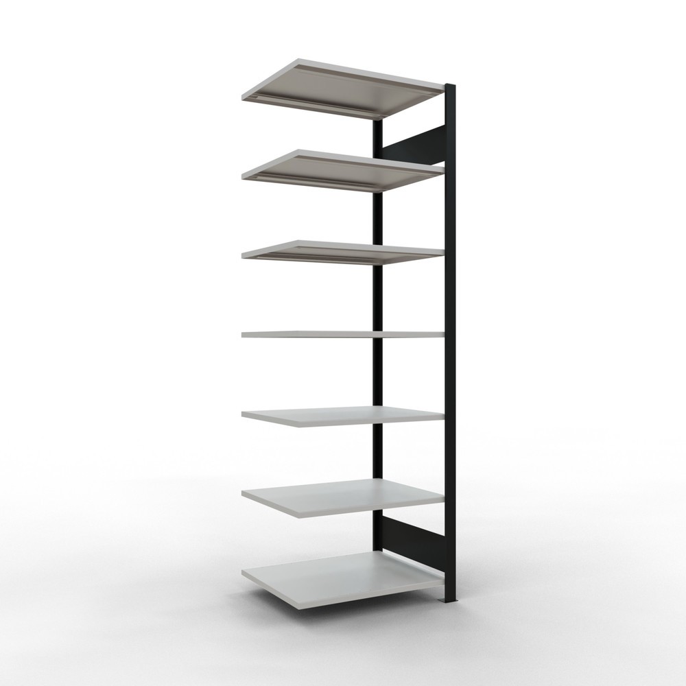 Produktabbildung: SCHULTE Aktenregal AF, doppelseitig, ohne Mittelanschläge, FL 150 kg, schwarz, HxBxT 2.300 x 750 x 600 mm