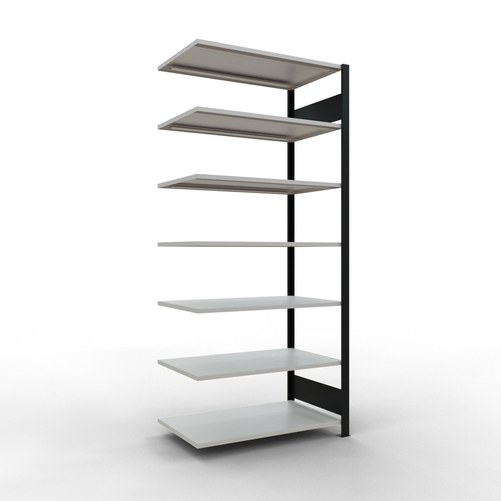 Produktabbildung: SCHULTE Aktenregal AF, doppelseitig, ohne Mittelanschläge, FL 150 kg, schwarz, HxBxT 2.300 x 1.000 x 600 mm