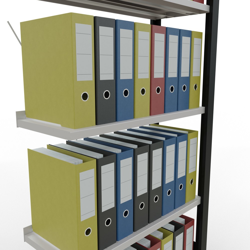 Produktabbildung Nr. 3: SCHULTE Aktenregal AF, einseitig, mit Endanschlägen, FL 85 kg, schwarz, HxBxT 1.800 x 750 x 300 mm