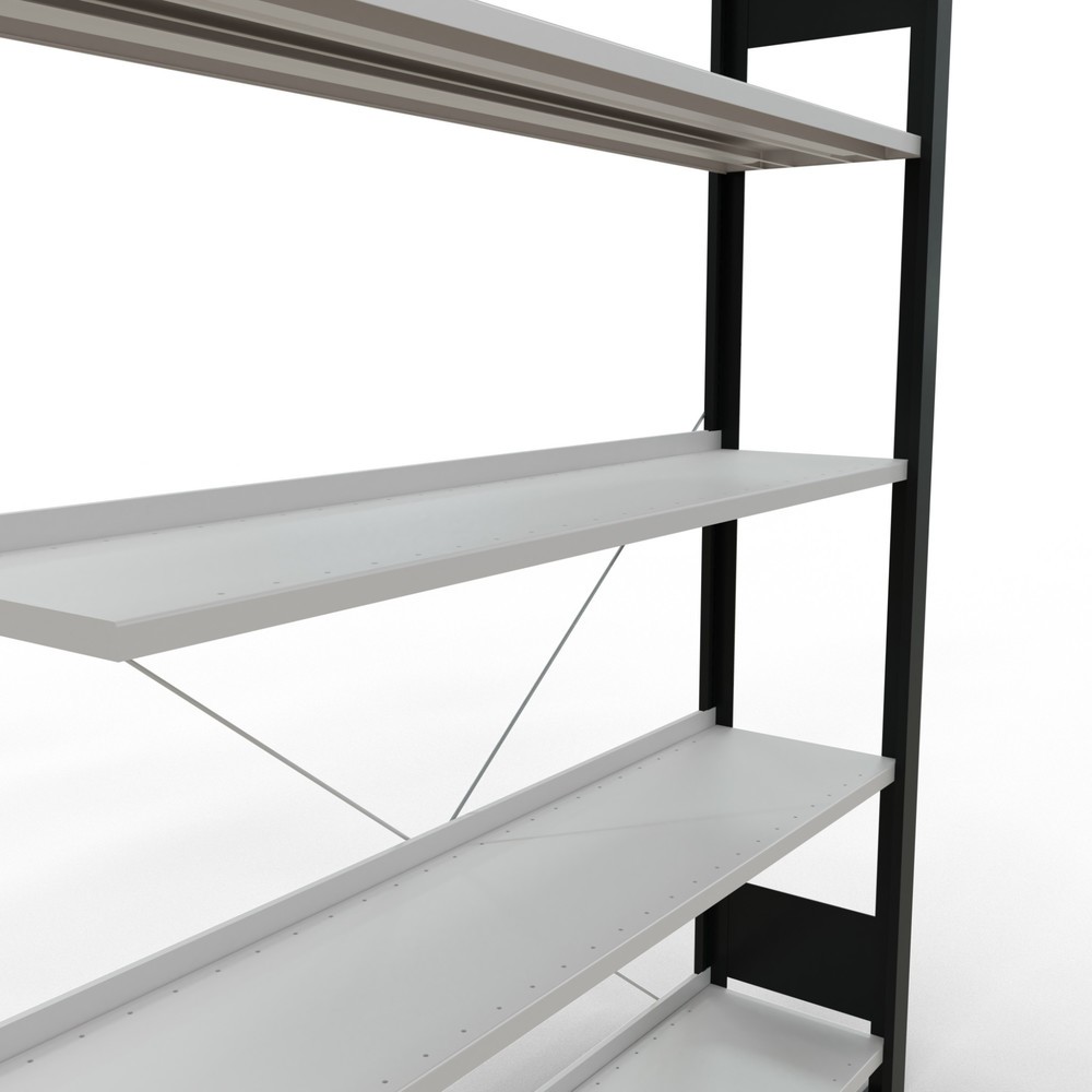 Produktabbildung Nr. 4: SCHULTE Aktenregal AF, einseitig, mit Endanschlägen, FL 85 kg, schwarz, HxBxT 1.800 x 1.300 x 300 mm