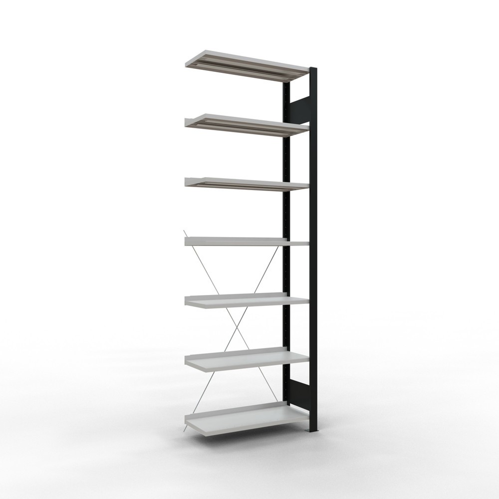 Produktabbildung Nr. 1: SCHULTE Aktenregal AF, einseitig, mit Endanschlägen, FL 85 kg, schwarz, HxBxT 2.300 x 750 x 300 mm