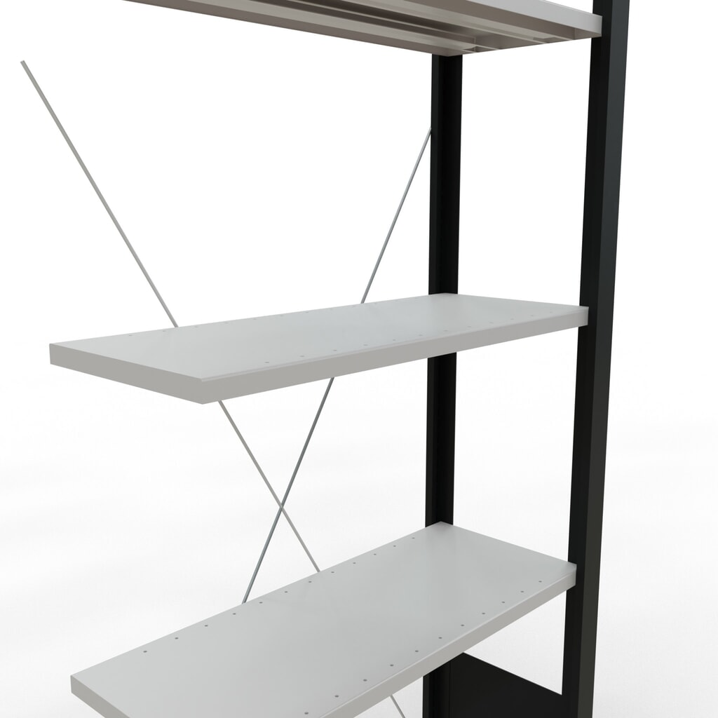 Produktabbildung: SCHULTE Aktenregal AF, einseitig, ohne Endanschläge, FL 85 kg, schwarz, HxBxT 1.800 x 750 x 300 mm