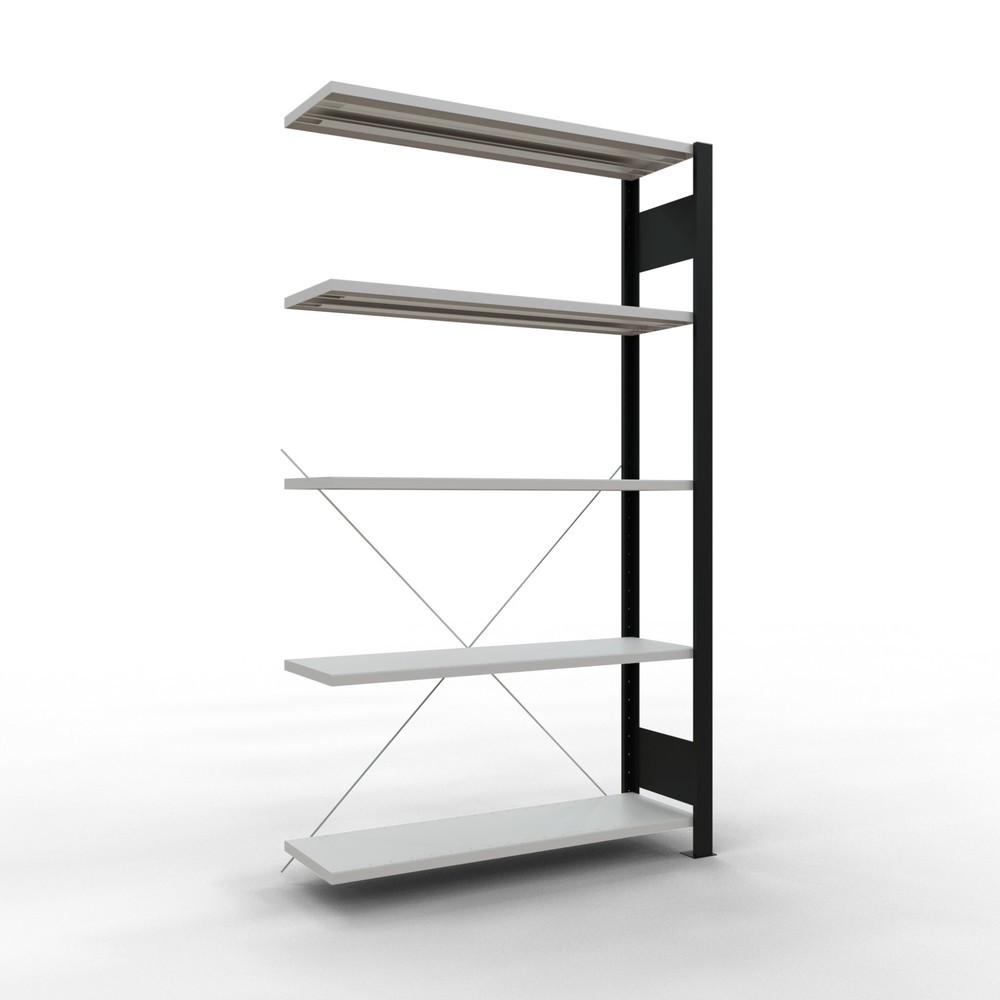 Produktabbildung: SCHULTE Aktenregal AF, einseitig, ohne Endanschläge, FL 85 kg, schwarz, HxBxT 1.800 x 1.000 x 300 mm