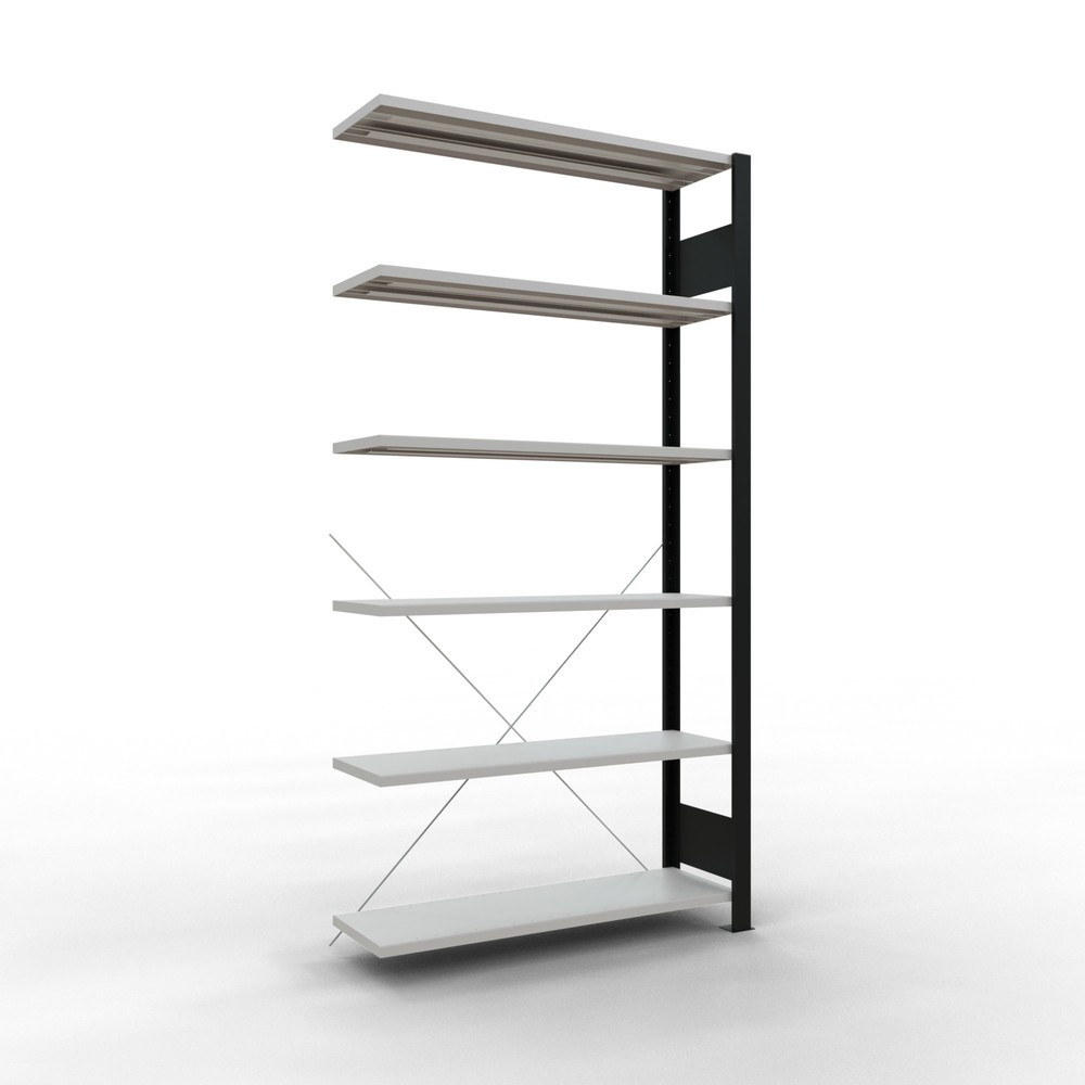 Produktabbildung: SCHULTE Aktenregal AF, einseitig, ohne Endanschläge, FL 85 kg, schwarz, HxBxT 2.000 x 1.000 x 300 mm