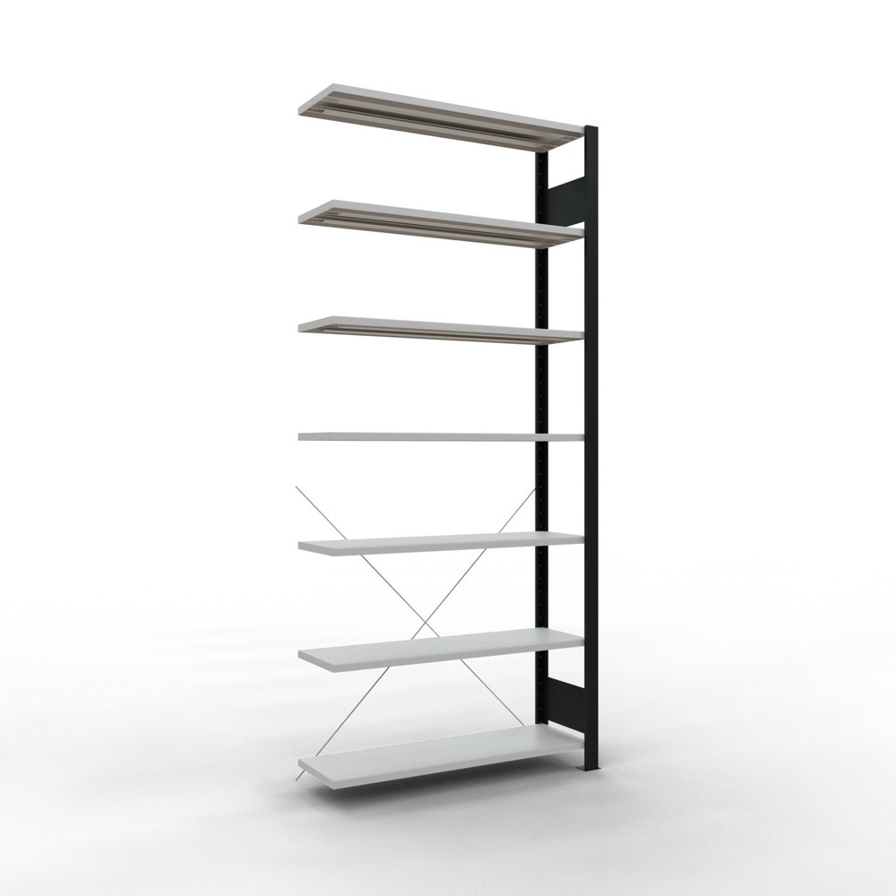 Produktabbildung: SCHULTE Aktenregal AF, einseitig, ohne Endanschläge, FL 85 kg, schwarz, HxBxT 2.300 x 1.000 x 300 mm