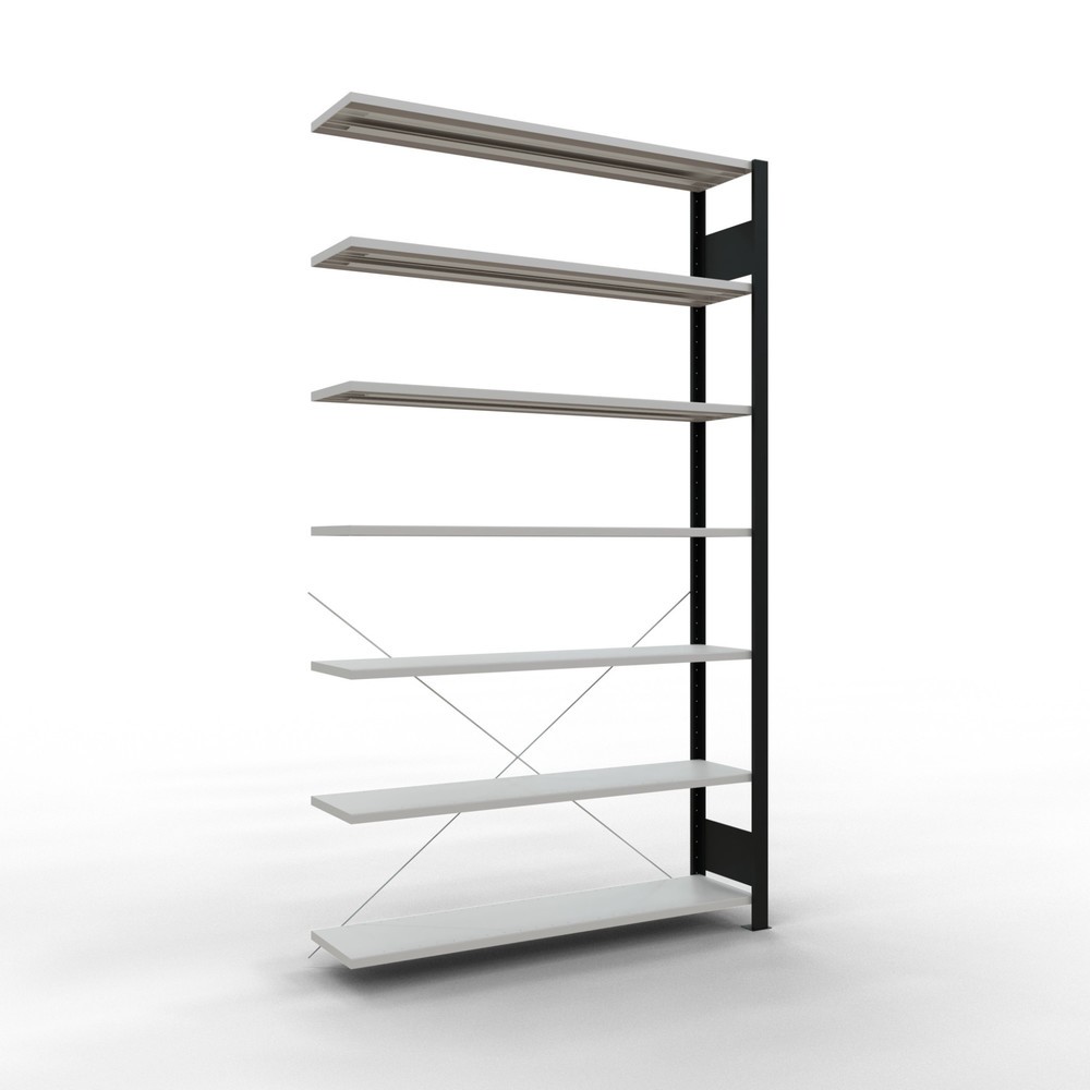Produktabbildung Nr. 1: SCHULTE Aktenregal AF, einseitig, ohne Endanschläge, FL 85 kg, schwarz, HxBxT 2.300 x 1.300 x 300 mm