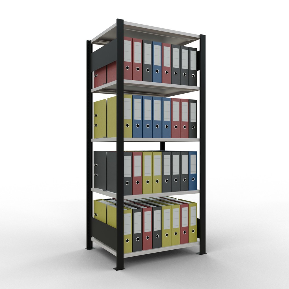 Produktabbildung Nr. 2: SCHULTE Aktenregal GF, doppelseitig, mit Mittelanschlägen, FL 150 kg, schwarz, HxBxT 1.800 x 750 x 600 mm