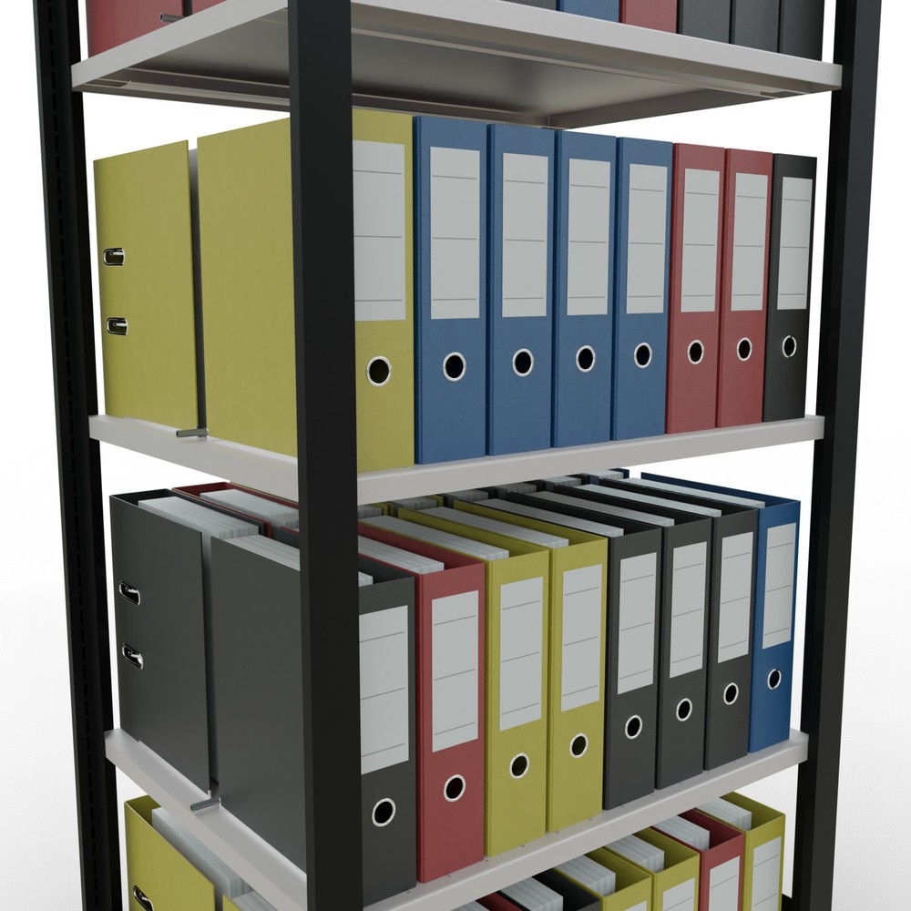 Produktabbildung Nr. 3: SCHULTE Aktenregal GF, doppelseitig, mit Mittelanschlägen, FL 150 kg, schwarz, HxBxT 1.800 x 750 x 600 mm