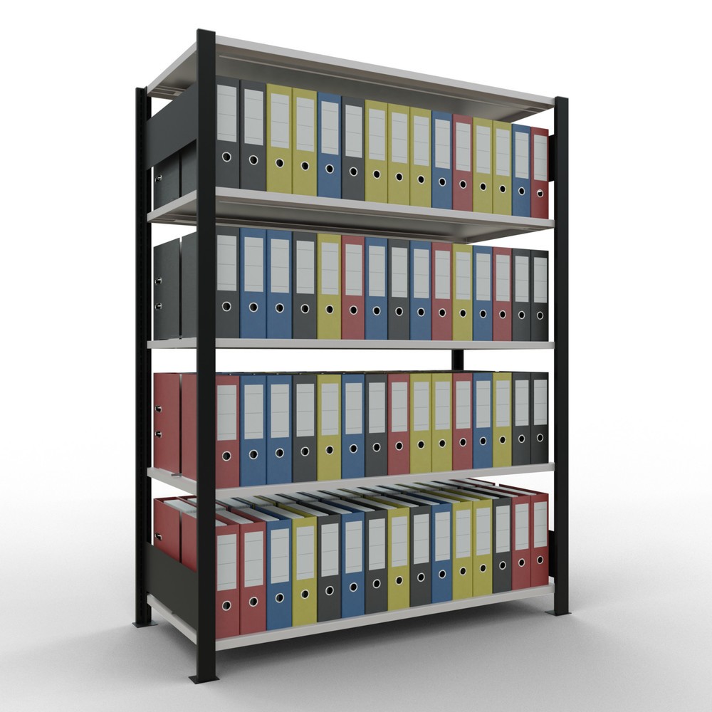 Produktabbildung Nr. 2: SCHULTE Aktenregal GF, doppelseitig, mit Mittelanschlägen, FL 150 kg,, schwarz, HxBxT 1.800 x 1.300 x 600 mm