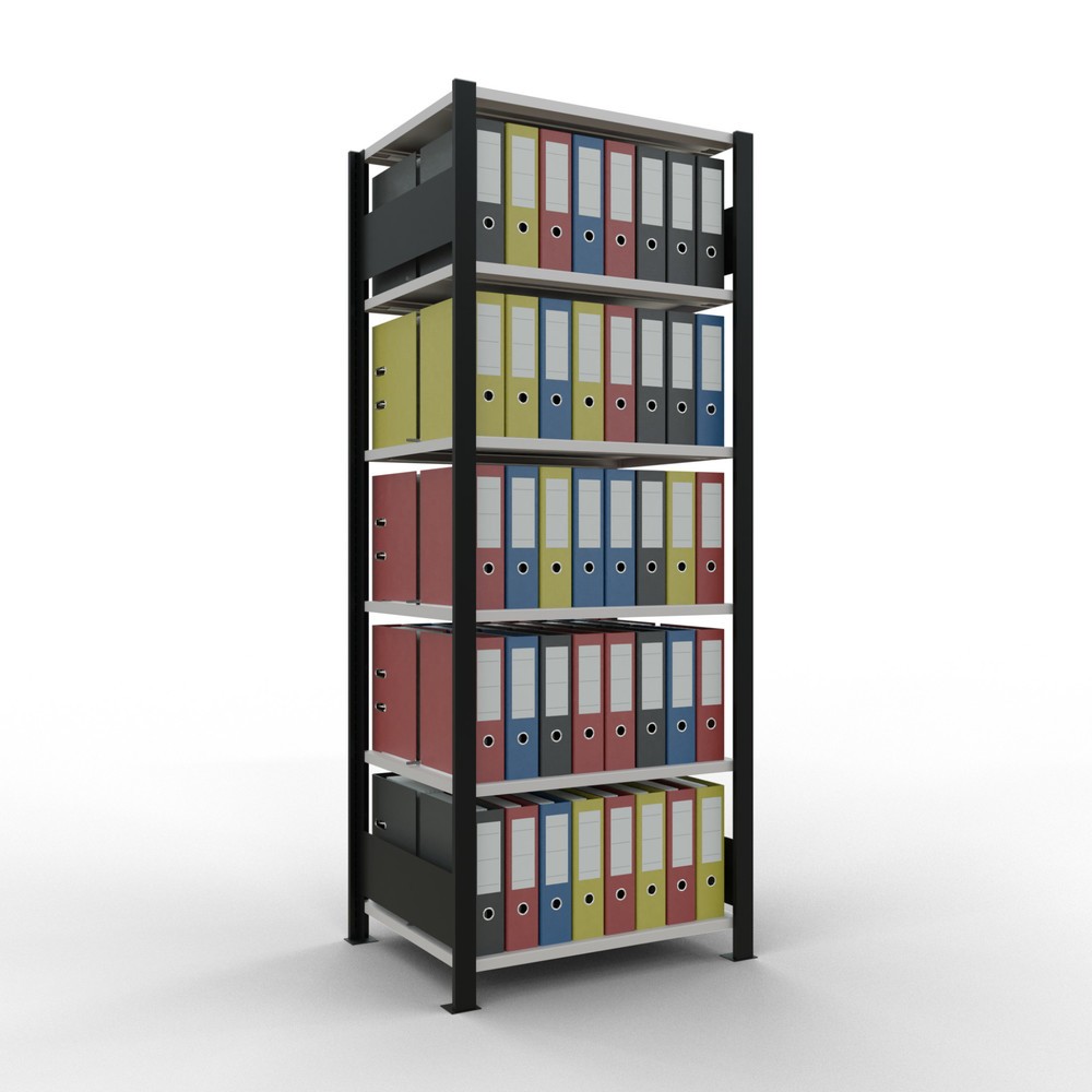 Produktabbildung Nr. 2: SCHULTE Aktenregal GF, doppelseitig, mit Mittelanschlägen, FL 150 kg,, schwarz, HxBxT 2.000 x 750 x 600 mm