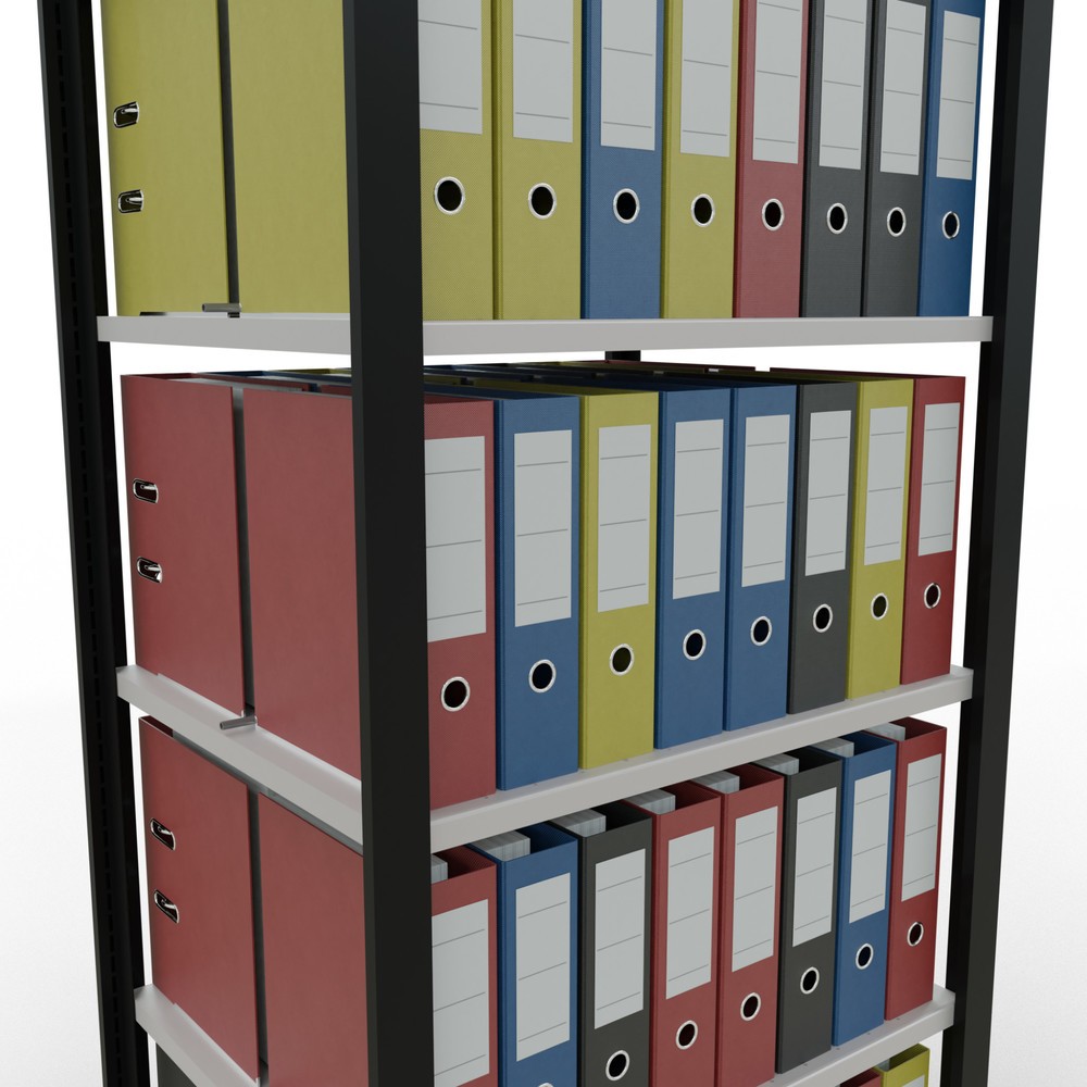 Produktabbildung Nr. 3: SCHULTE Aktenregal GF, doppelseitig, mit Mittelanschlägen, FL 150 kg,, schwarz, HxBxT 2.000 x 750 x 600 mm