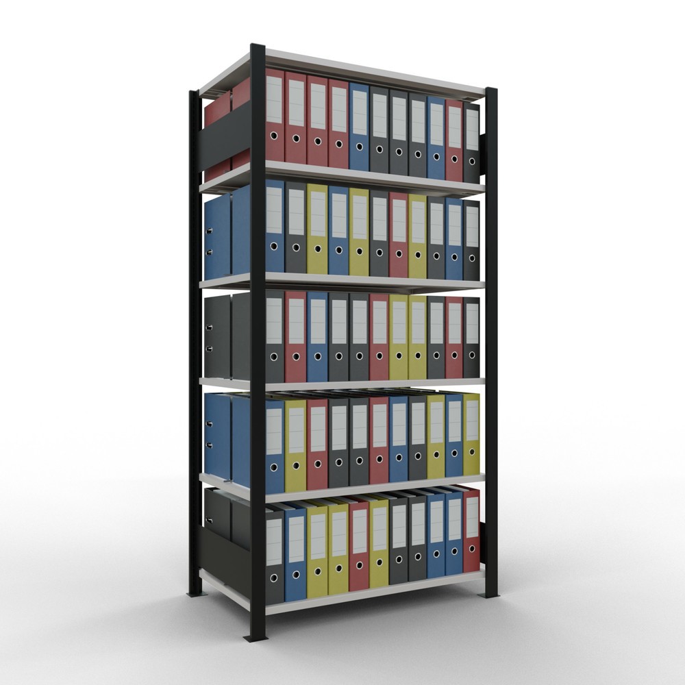 Produktabbildung Nr. 2: SCHULTE Aktenregal GF, doppelseitig, mit Mittelanschlägen, FL 150 kg,, schwarz, HxBxT 2.000 x 1.000 x 600 mm