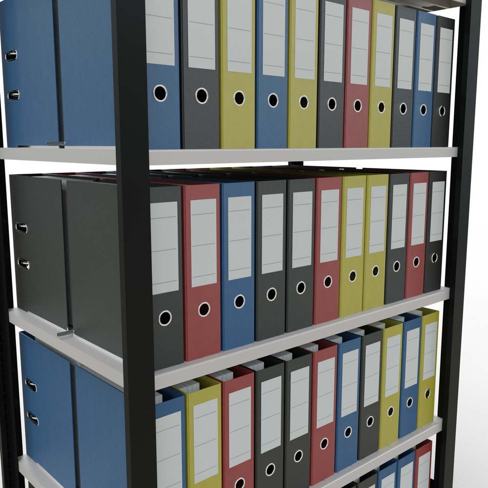 Produktabbildung Nr. 3: SCHULTE Aktenregal GF, doppelseitig, mit Mittelanschlägen, FL 150 kg,, schwarz, HxBxT 2.000 x 1.000 x 600 mm