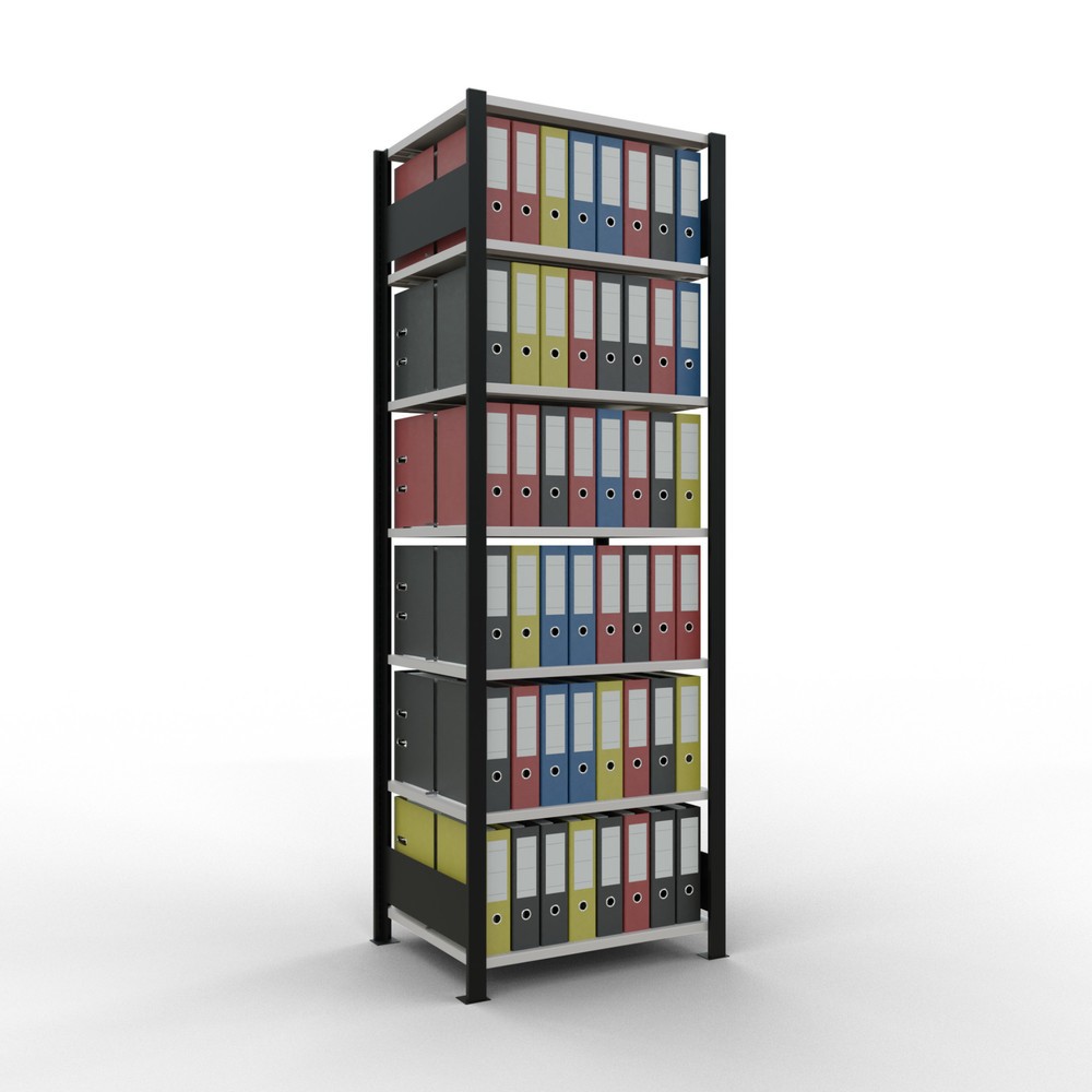 Produktabbildung Nr. 2: SCHULTE Aktenregal GF, doppelseitig, mit Mittelanschlägen, FL 150 kg,, schwarz, HxBxT 2.300 x 750 x 600 mm