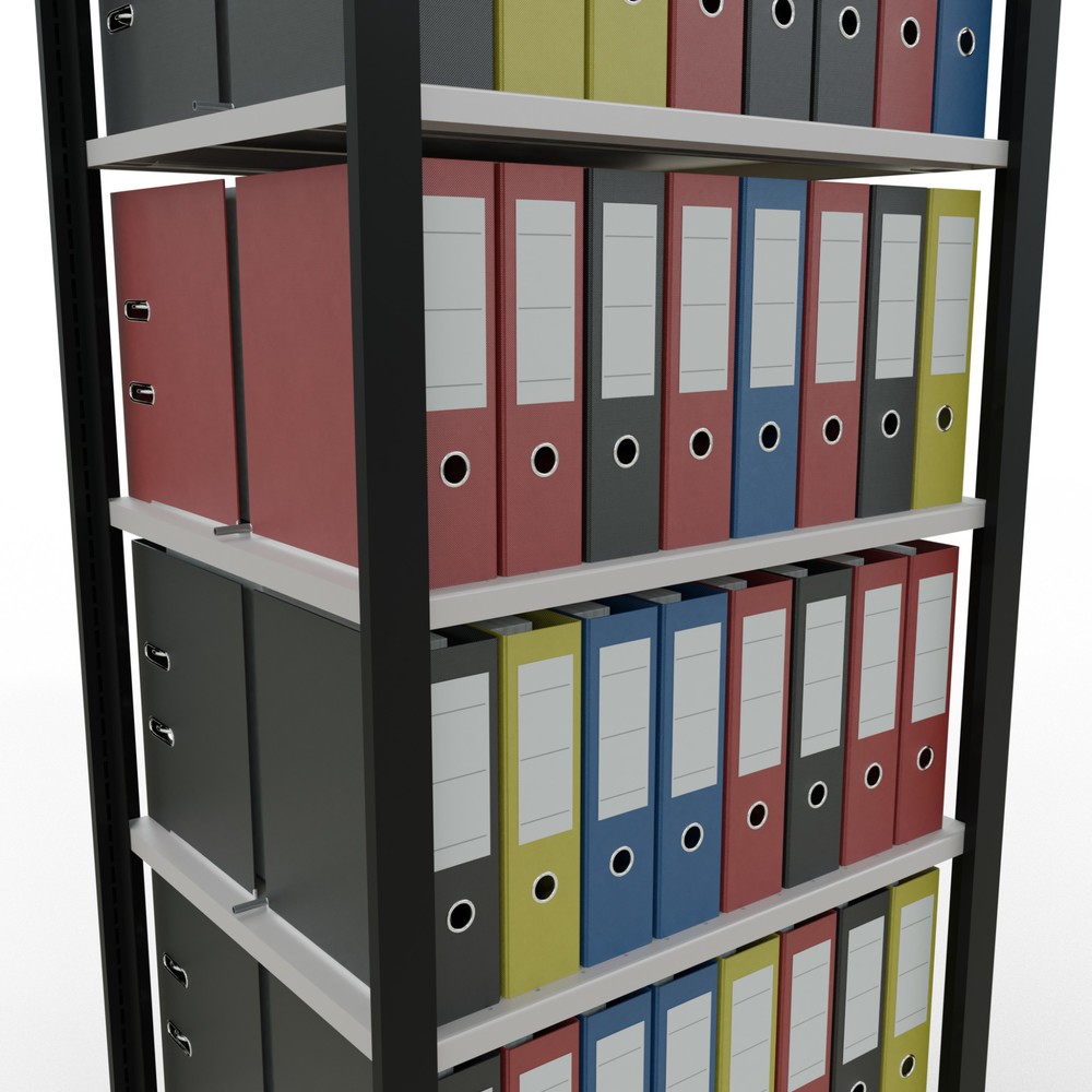 Produktabbildung Nr. 3: SCHULTE Aktenregal GF, doppelseitig, mit Mittelanschlägen, FL 150 kg,, schwarz, HxBxT 2.300 x 750 x 600 mm