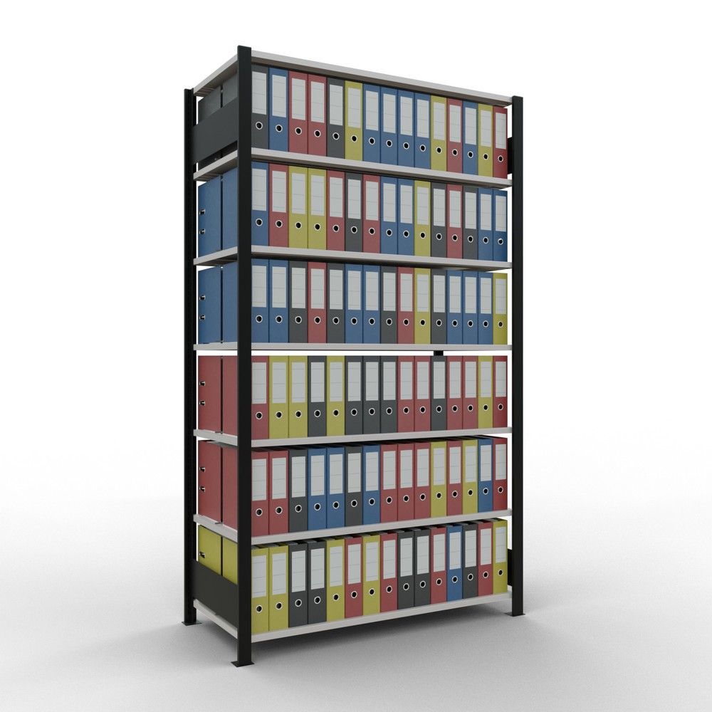 Produktabbildung Nr. 2: SCHULTE Aktenregal GF, doppelseitig, mit Mittelanschlägen, FL 150 kg,, schwarz, HxBxT 2.300 x 1.300 x 600 mm