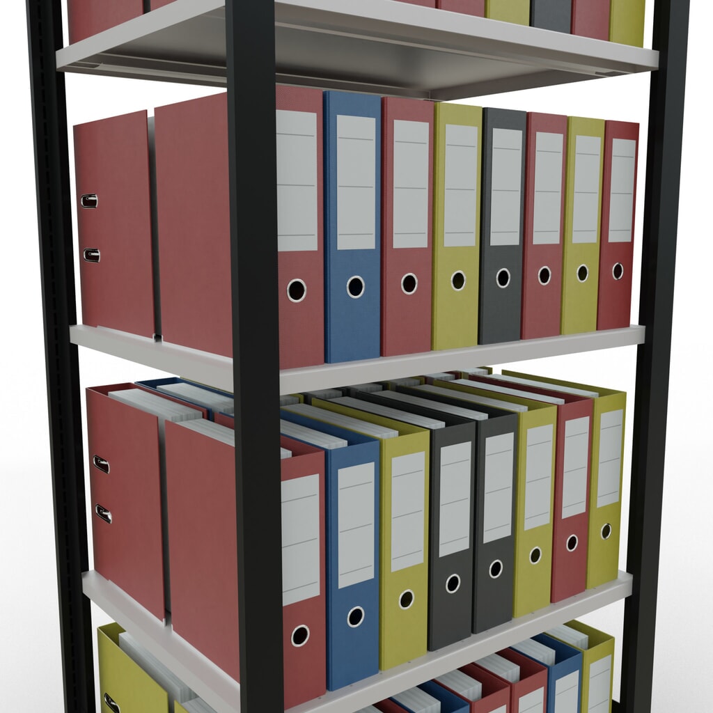 SCHULTE Aktenregal GF, doppelseitig, ohne Mittelanschläge, FL 150 kg, schwarz, HxBxT 1.800 x 750 x 600 mm Produktabbildung Nr. 3: SCHULTE Aktenregal GF, doppelseitig, ohne Mittelanschläge, FL 150 kg, schwarz, HxBxT 1.800 x 750 x 600 mm