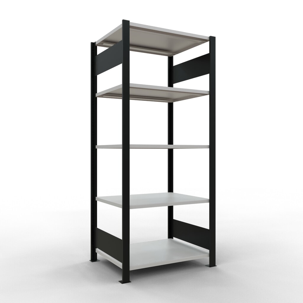 Produktabbildung: SCHULTE Aktenregal GF, doppelseitig, ohne Mittelanschläge, FL 150 kg, schwarz, HxBxT 1.800 x 750 x 600 mm