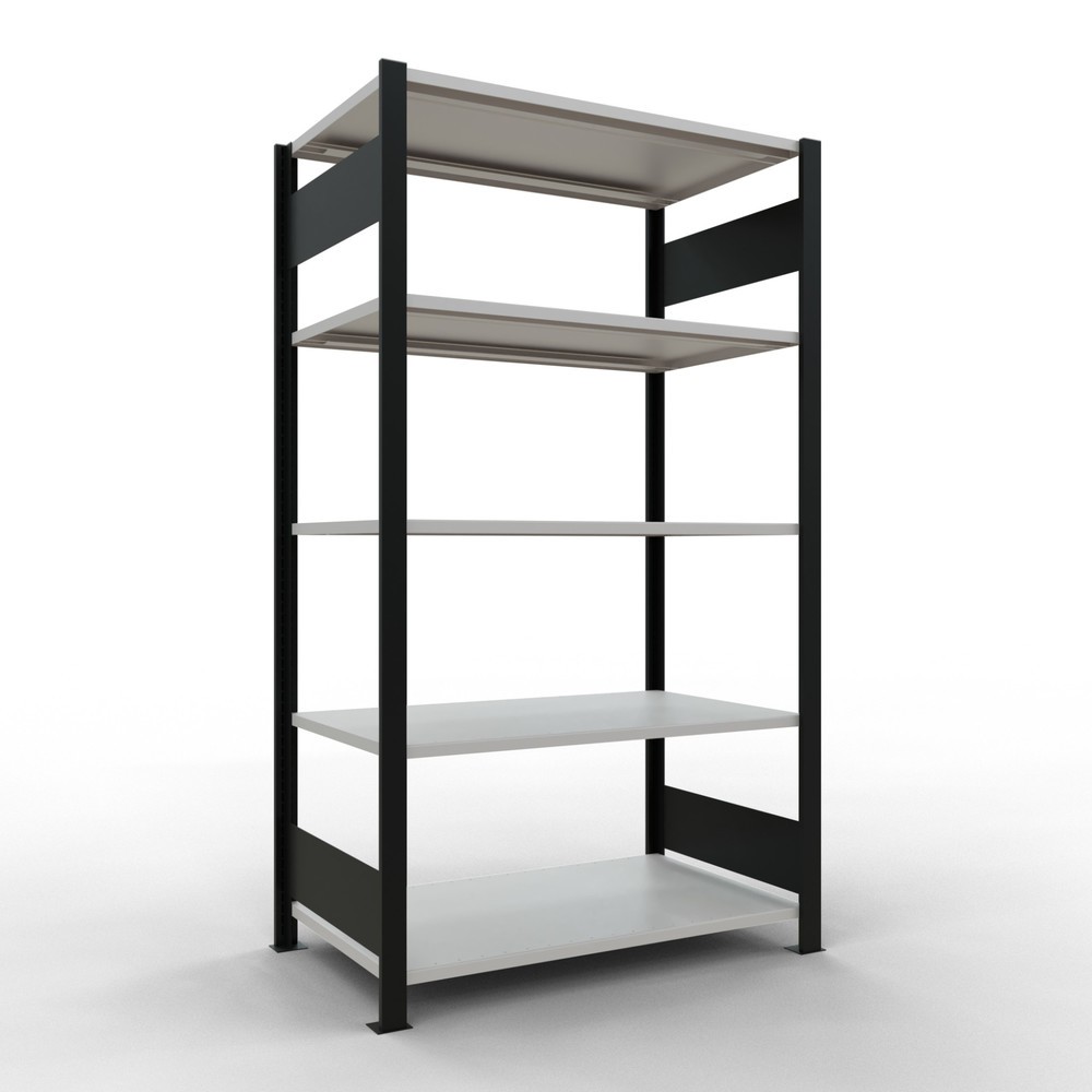 Produktabbildung: SCHULTE Aktenregal GF, doppelseitig, ohne Mittelanschläge, FL 150 kg, schwarz, HxBxT 1.800 x 1.000 x 600 mm