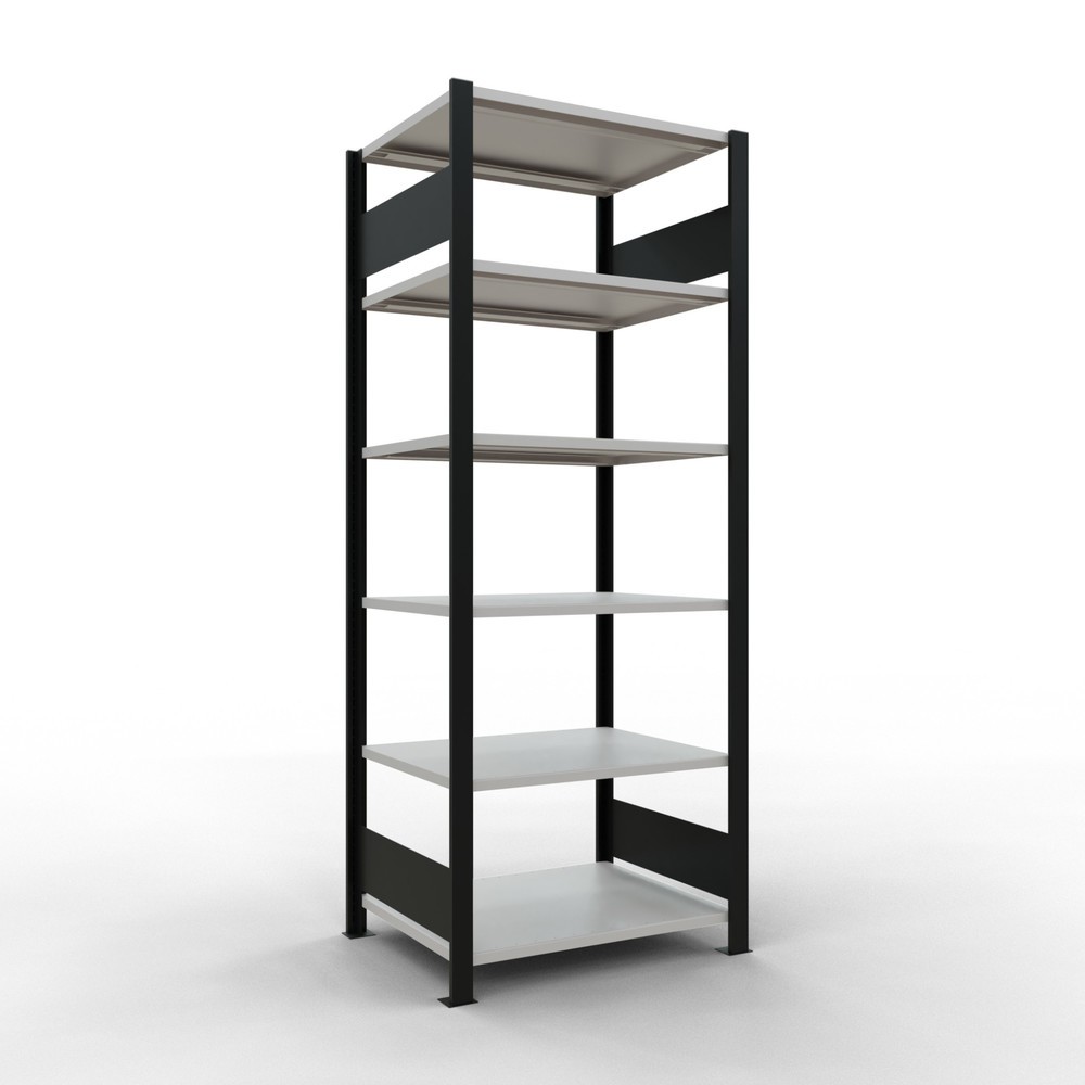 Produktabbildung: SCHULTE Aktenregal GF, doppelseitig, ohne Mittelanschläge, FL 150 kg, schwarz, HxBxT 2.000 x 750 x 600 mm