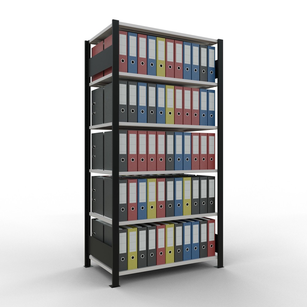 Produktabbildung Nr. 2: SCHULTE Aktenregal GF, doppelseitig, ohne Mittelanschläge, FL 150 kg, schwarz, HxBxT 2.000 x 1.000 x 600 mm