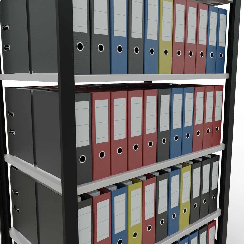 Produktabbildung Nr. 3: SCHULTE Aktenregal GF, doppelseitig, ohne Mittelanschläge, FL 150 kg, schwarz, HxBxT 2.000 x 1.000 x 600 mm