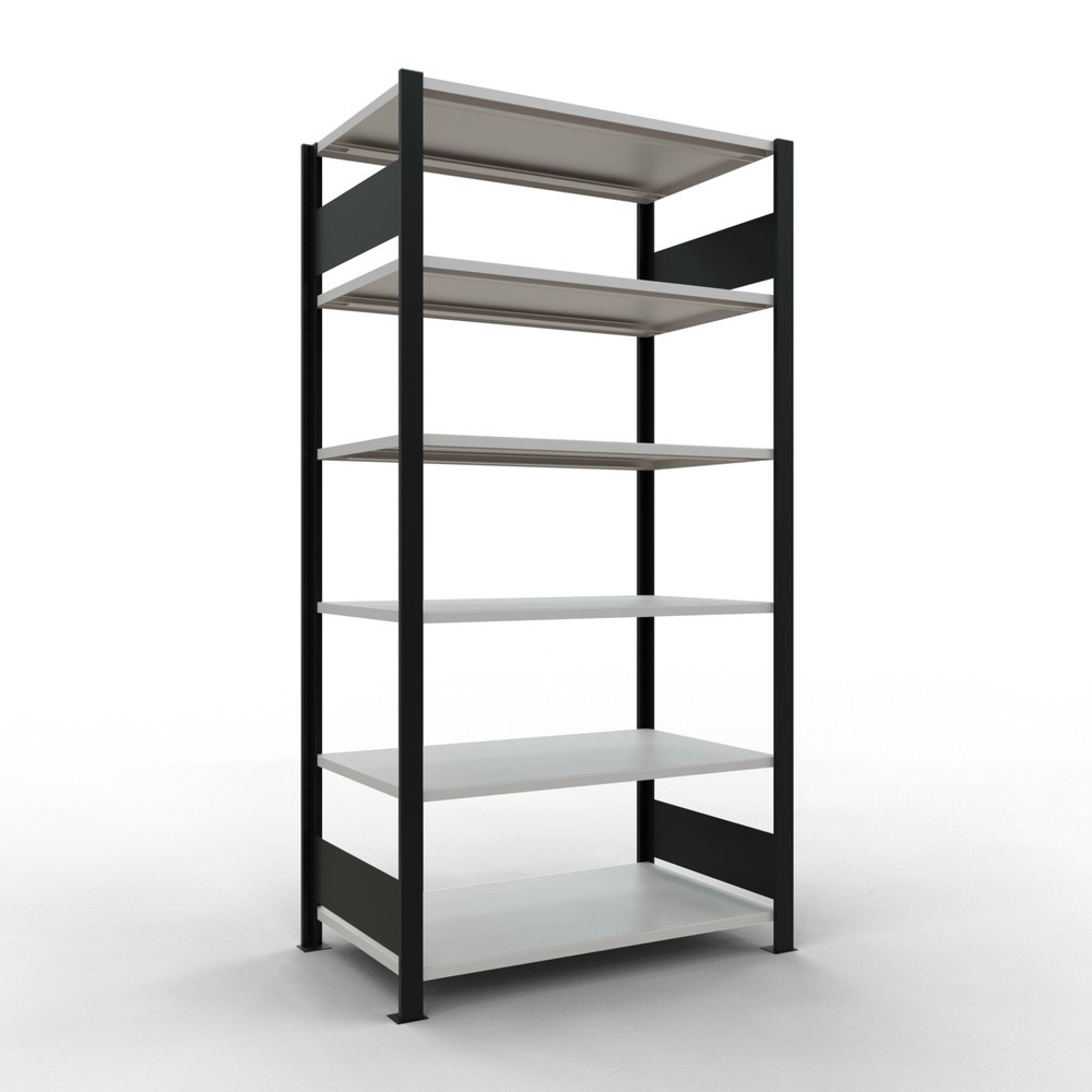 Produktabbildung: SCHULTE Aktenregal GF, doppelseitig, ohne Mittelanschläge, FL 150 kg, schwarz, HxBxT 2.000 x 1.000 x 600 mm