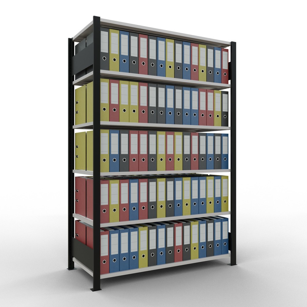 Produktabbildung Nr. 2: SCHULTE Aktenregal GF, doppelseitig, ohne Mittelanschläge, FL 150 kg, schwarz, HxBxT 2.000 x 1.300 x 600 mm