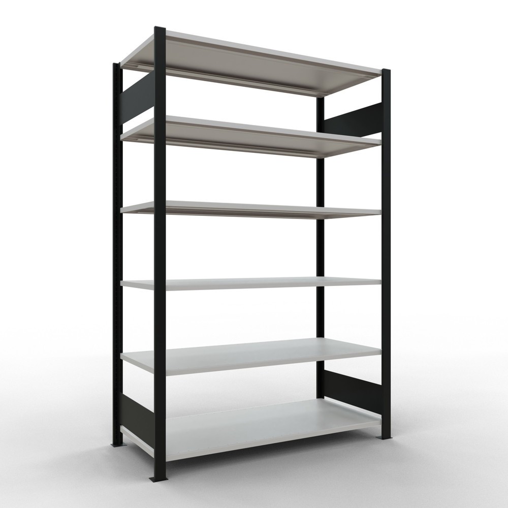 Produktabbildung: SCHULTE Aktenregal GF, doppelseitig, ohne Mittelanschläge, FL 150 kg, schwarz, HxBxT 2.000 x 1.300 x 600 mm
