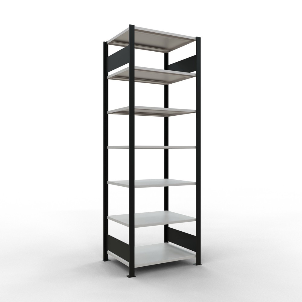 Produktabbildung: SCHULTE Aktenregal GF, doppelseitig, ohne Mittelanschläge, FL 150 kg, schwarz, HxBxT 2.300 x 750 x 600 mm