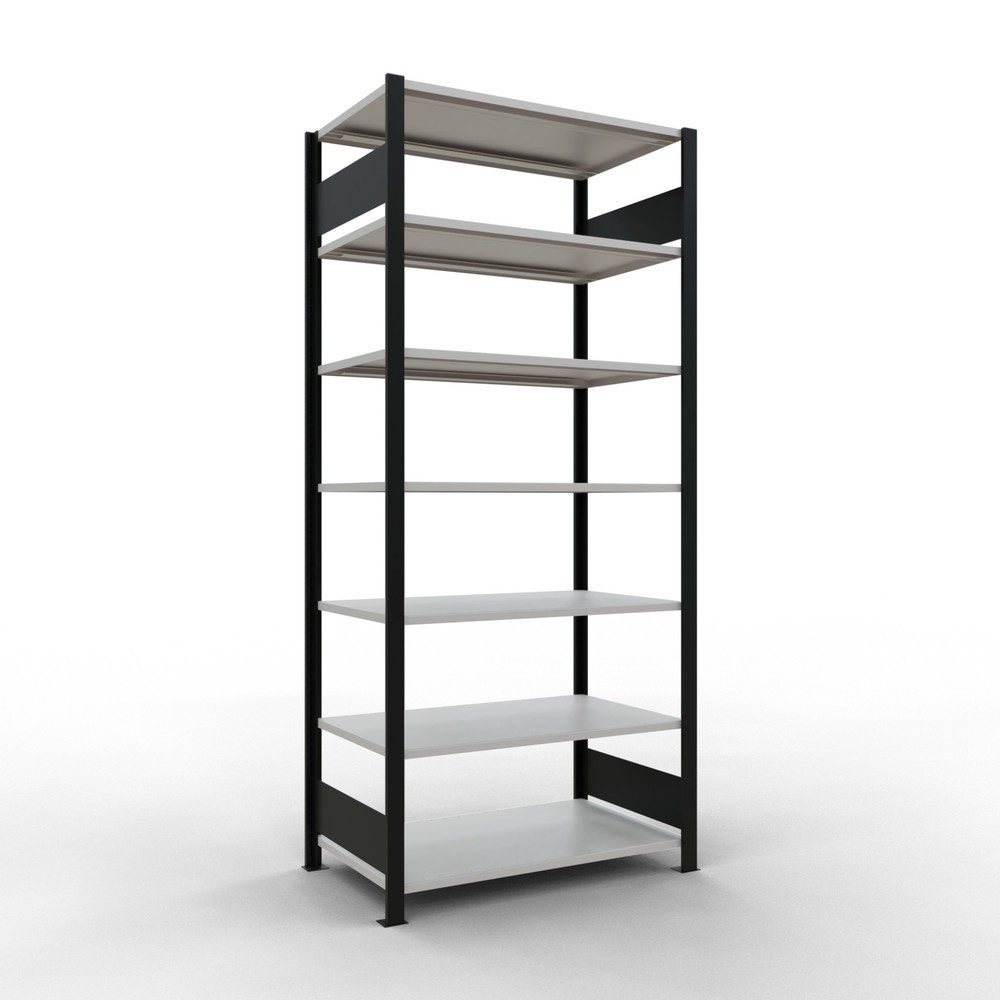 Produktabbildung: SCHULTE Aktenregal GF, doppelseitig, ohne Mittelanschläge, FL 150 kg, schwarz, HxBxT 2.300 x 1.000 x 600 mm